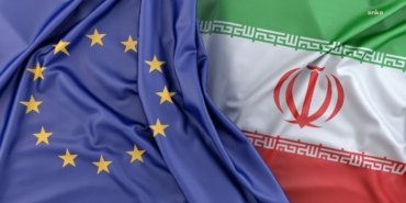 Ruffled Flags of European Union and Iran. 3D Rendering