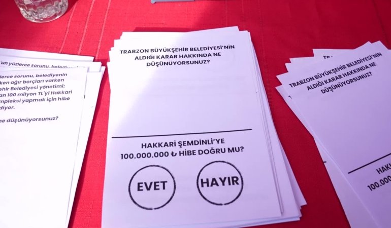Ortahisar Belediye Başkanı Kaya, Trabzon Büyüşehir Belediyesi’nin Hakkari Şemdinli’ye spor salonu projesiyle ilgili kurulan referandum standını ziyaret etti